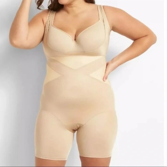 Cacique Other - NWT Shape by Cacique Open Bust Thigh Shaper Level 3 Shaping Seamless Beige 26/28